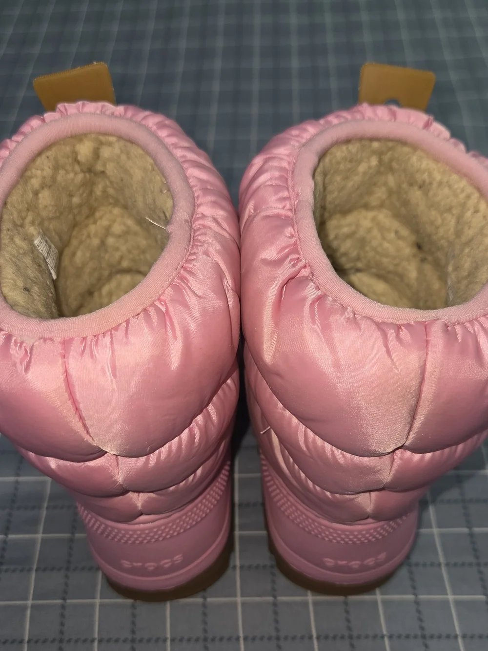 CROCS Kids Pink Puffer Snow Boots with Brown Tread Size 9 Toddler